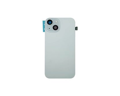 iPhone 15 Back Glass w/ Camera lens / Steel Plate / Wireless NFC Charging Magsafe Magnet / Flashlight Flex - Blue